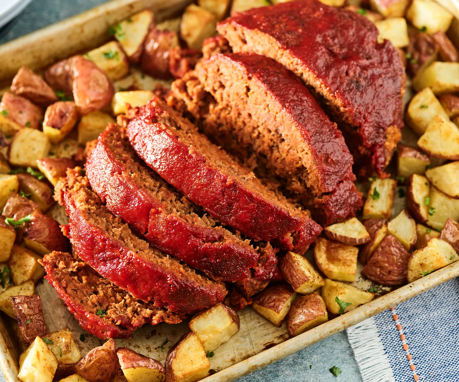 Easy Sheet Pan Meatloaf and Potatoes
